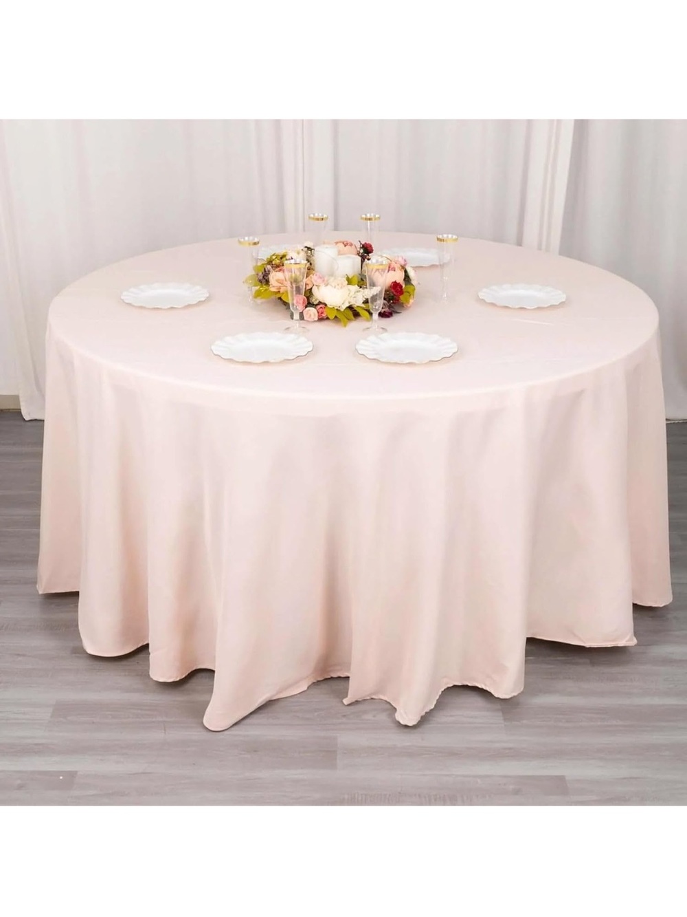 Blush Pink Round Tablecloth for Home Dining
